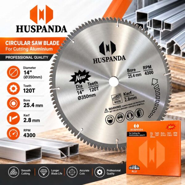 HUSPANDA 14-Inch Circular Saw Blade for Aluminium Cutting – 120 Teeth, 350 mm - Image 2