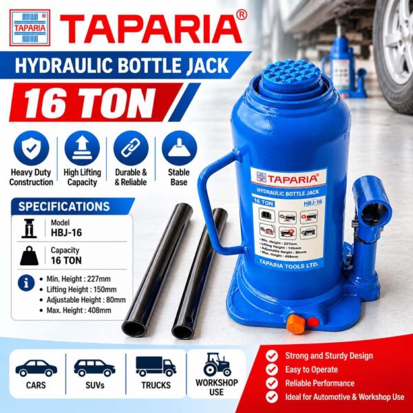 Taparia Hydraulic Bottle Jack – 16 Ton HBJ-16 - Image 2