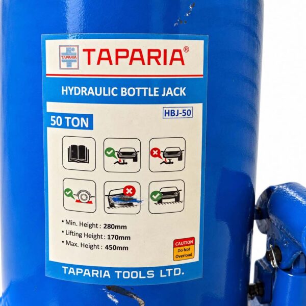 Taparia HBJ-50 Hydraulic Bottle Jack – 50 Ton Capacity - Image 4